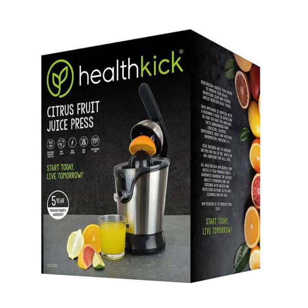 Health Kick Citrus Fruit Juice Press Stainless Steel 180 W - Black/Silver - Image 4