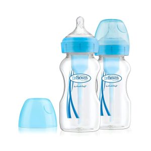Dr Brown Options+ AntiColic Wide Neck Baby Bottles 270ml Twin Pack – Blue