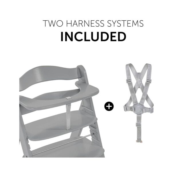 Hauck Alpha+ Wooden Highchair With 2 Harness Systems - Grey - Image 6
