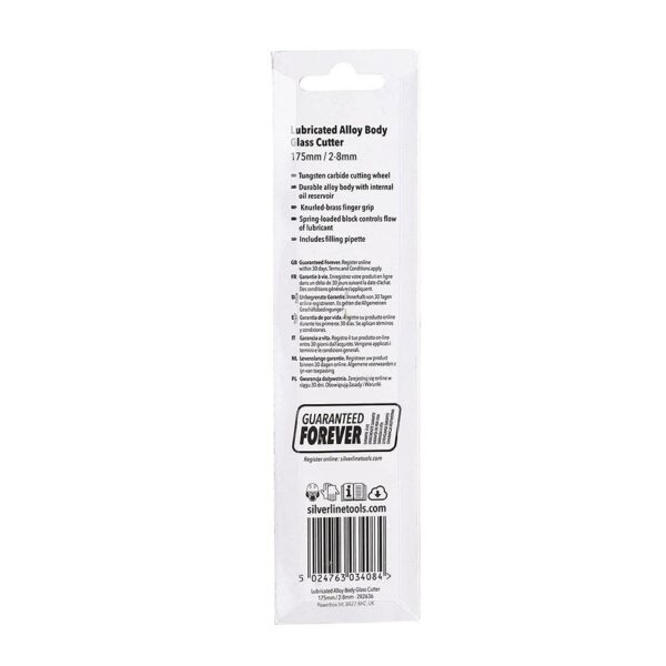 Silverline Lubricated Alloy Body Glass Cutter - 175mm / 2-8mm - Image 2
