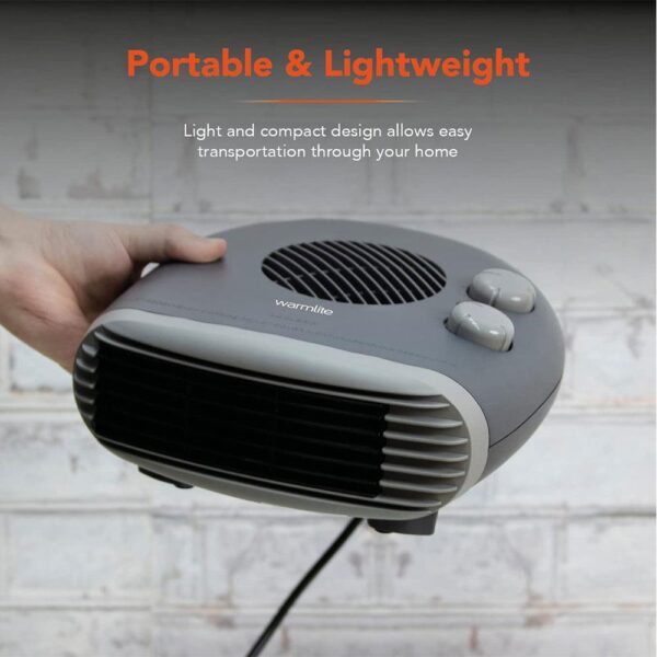 Warmlite 2000W Flat Fan Heater 2 Heat Settings 1000W/2000W - Dark Titanium - Image 6