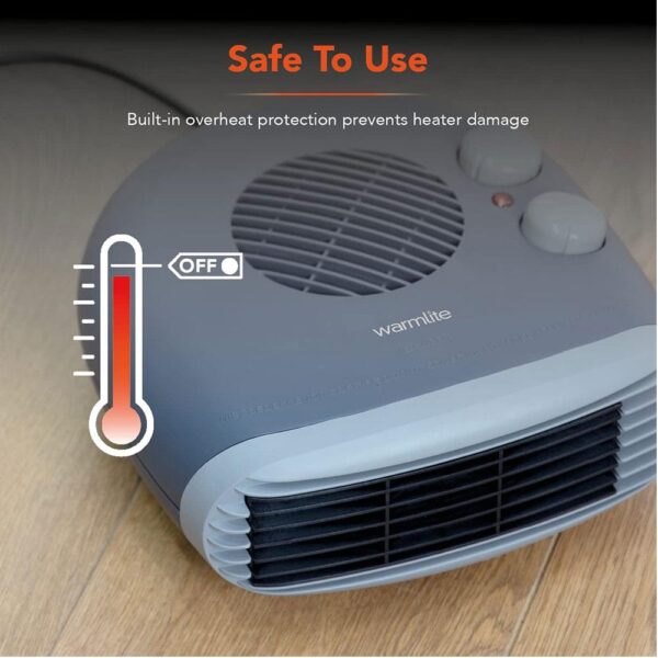Warmlite 2000W Flat Fan Heater 2 Heat Settings 1000W/2000W - Dark Titanium - Image 7