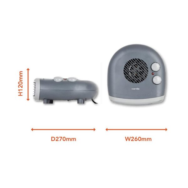 Warmlite 2000W Flat Fan Heater 2 Heat Settings 1000W/2000W - Dark Titanium - Image 8