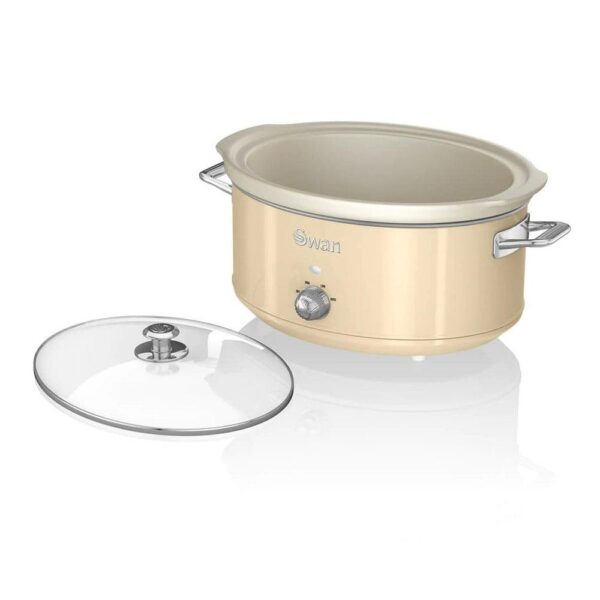 Swan Retro Slow Cooker With 3 Temperature Settings 320 W 6.5 Litre - Cream - Image 2