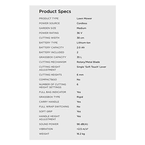 Black & Decker 38cm 36V Lithium-ion Cordless Lawn Mower with Two Batteries - Image 6