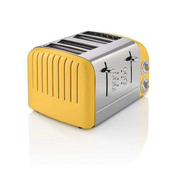 Swan Retro 4 Slice Toaster Stainless Steel 1600 W - Yellow