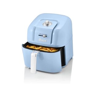 Swan Retro Manual Air Fryer Healthy Frying Non-Stick 6 Litre – Blue