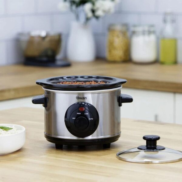 Swan Stainless Steel Slow Cooker Stainless Steel 120 W 1.5 Litre - Silver - Image 6