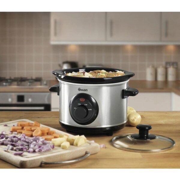 Swan Stainless Steel Slow Cooker Stainless Steel 120 W 1.5 Litre - Silver - Image 7