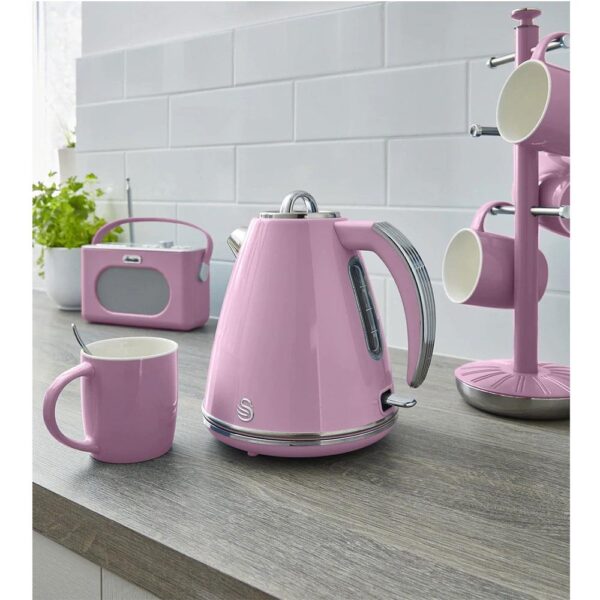 Swan Retro Jug Kettle Stainless Steel 3000 W 1.5 Litre - Pink - Image 7