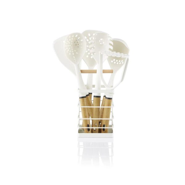 Swan Nordic Utensils 6 Piece Set With Holder - White