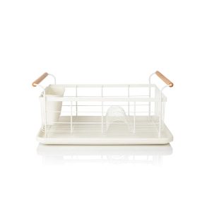Swan Nordic Dish Rack With Separate Cutlery Holder – Cotton White