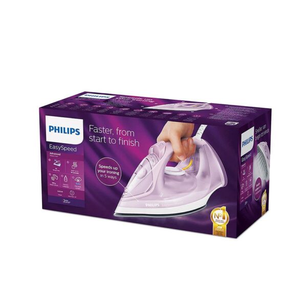 Philips EasySpeed Advanced Steam Iron Ceramic 2400 W 300ml Water Tank - Lilac - Image 5