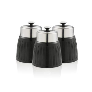 Swan Retro Tea Coffee And Sugar Canisters 1.2 Litre Capacity Set of 3 – Black