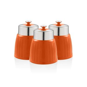 Swan Retro Tea Coffee And Sugar Canisters 1.2 Litre Capacity Set of 3 – Orange