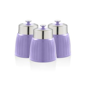 Swan Retro Tea Coffee And Sugar Canisters 1.2 Litre Capacity Set of 3 – Purple