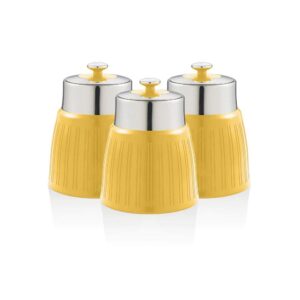 Swan Retro Tea Coffee And Sugar Canisters 1.2 Litre Capacity Set of 3 – Yellow