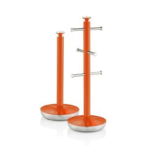 Swan Retro Towel Pole And Mug Tree Set Chrome Stainless Steel – Orange