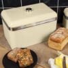 Swan Retro Bread Bin Metal Stainless Steel Chrome 18 Litre Storage Capacity - Cream - Image 5