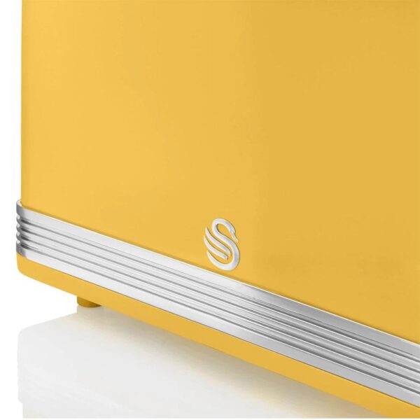 Swan Retro 2 Slice Toaster With Defrost Reheat And Cancel Functions Stainless Steel 815 W - Yellow - Image 2