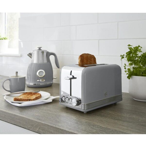 Swan Retro 2 Slice Toaster With Defrost Reheat And Cancel Functions Stainless Steel 815 W - Grey - Image 6