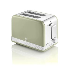 Swan Retro 2 Slice Toaster With Defrost Reheat And Cancel Functions Stainless Steel 815 W – Green