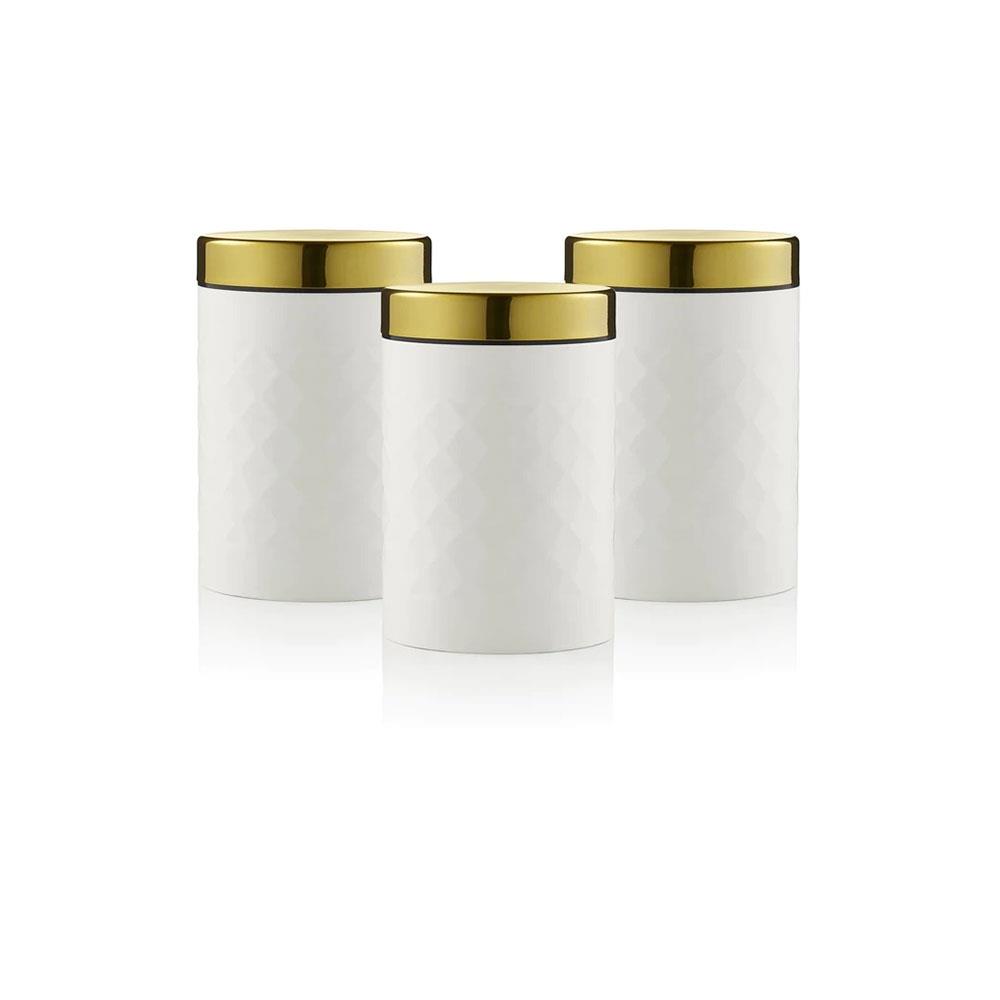 Gold tea shop and coffee canisters