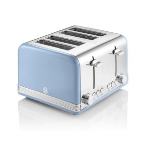Swan Retro 4 Slice Toaster With Defrost Cancel And Reheat Functions 1600 W – Blue