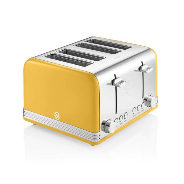 Swan Retro 4 Slice Toaster yellow