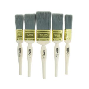 Coral Precision Paint Brushes With Platinum Easy Clean Filaments 5 Piece Set – White