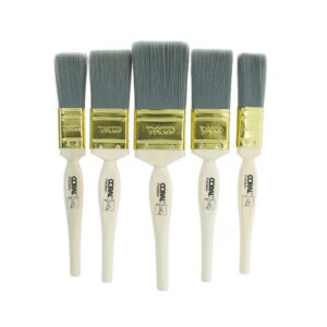 Coral Precision Paint Brushes With Platinum Easy Clean Filaments 5 Piece Set – White