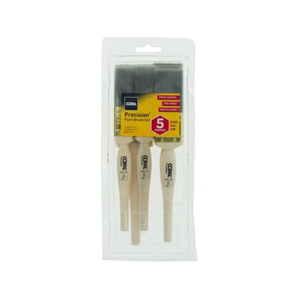 Coral Precision Paint Brushes With Platinum Easy Clean Filaments 5 Piece Set - White - Image 5