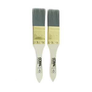 Coral Precision Touch-Up And Detail Paint Brushes With Platinum Easy Clean Filaments 2 Piece Set – White