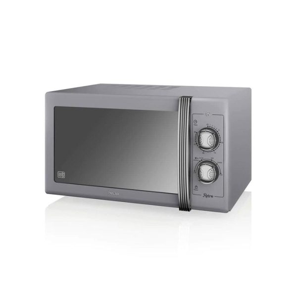 Swan Retro Manual Microwave Grey