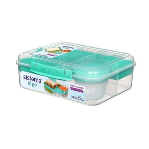Sistema Bento Box To Go Lunch Box With Fruit Yogurt Pot 1.65 Litre – Assorted Colours
