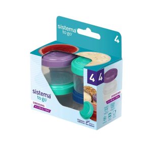 Sistema TO GO Dressing Pots 35ml Food Container Sauce Pots With Lids Set of 4 – Assorted Colours