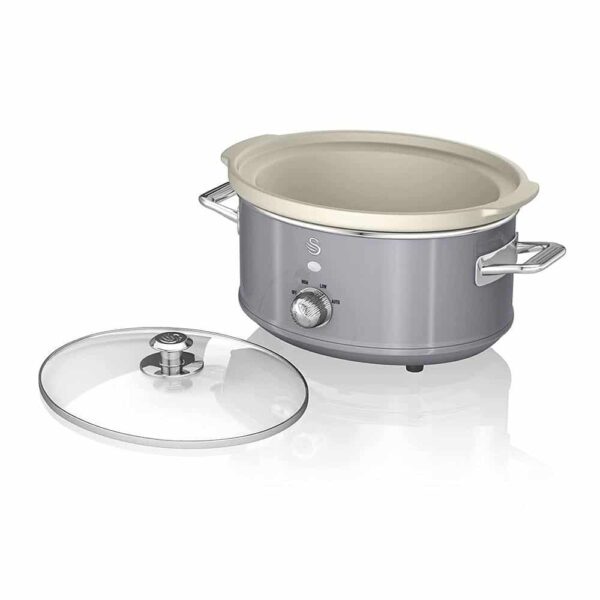 Swan Retro Slow Cooker Stainless Steel 200 W 3.5 Litre - Grey - Image 2