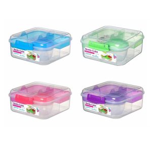 Sistema To Go Bento Cube Lunch Box 1.25 Litre With 150ml Yoghurt Pot – Assorted Color