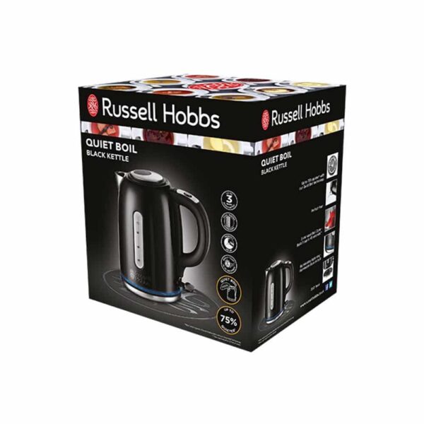 Russell Hobbs Quiet Boil Jug Kettle Stainless Steel 3000 W 1.7 Litre - Black - Image 8