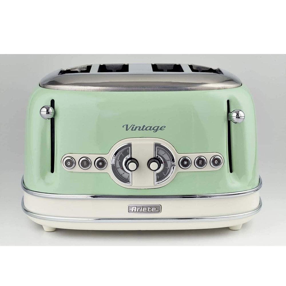 Ariete Vintage 4 Slice Toaster With Defrost Reheat And Cancel Metal 1600 W - Green - Image 2