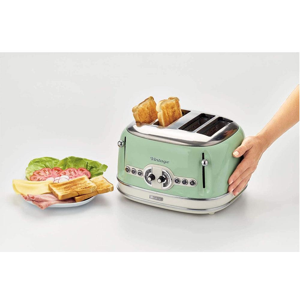 Ariete Vintage 4 Slice Toaster With Defrost Reheat And Cancel Metal 1600 W - Green - Image 3