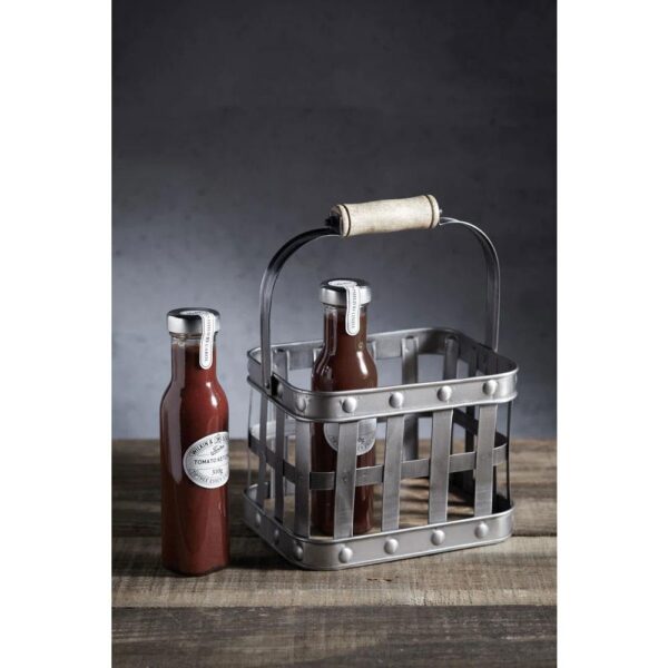 KitchenCraft Industrial Kitchen Metal and Mango Wood Condiment Caddy - Metallic Gray - Image 4