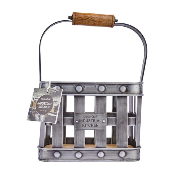 KitchenCraft Industrial Kitchen Metal and Mango Wood Condiment Caddy - Metallic Gray - Image 7