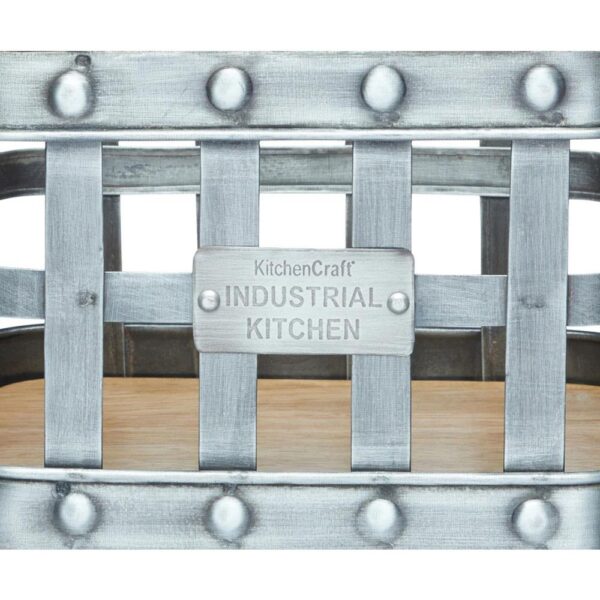 KitchenCraft Industrial Kitchen Metal and Mango Wood Condiment Caddy - Metallic Gray - Image 9