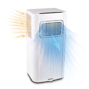 Daewoo 9000 BTU Portable 3-In-1 Air Conditioner LED Display 24hr Timer 2 Fan Speed Settings With Remote Control – White