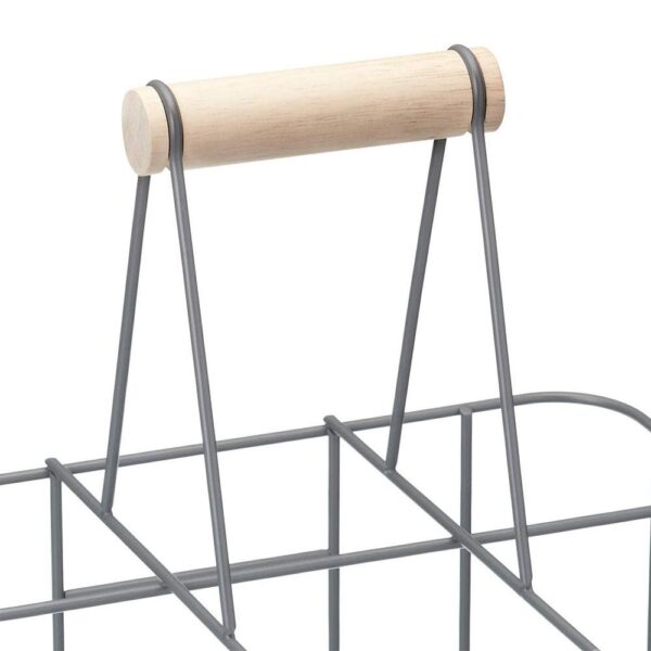 KitchenCraft Living Nostalgia Wire Metal Milk Crate Six Bottle Carrier - Grey - Image 2