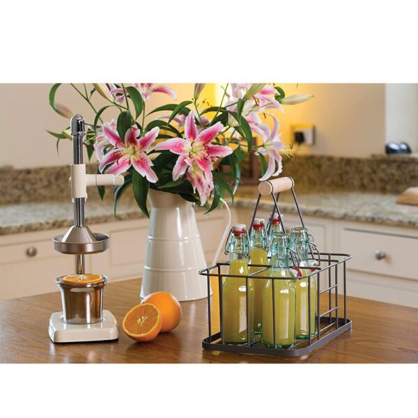 KitchenCraft Living Nostalgia Wire Metal Milk Crate Six Bottle Carrier - Grey - Image 5