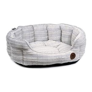 Petface Plush Oval Dog Bed Large – White