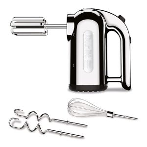 Dualit Hand Mixer With Flat Beaters Dough Hooks And Whisk Attachments 4 Speed Settings 400W – Chrome