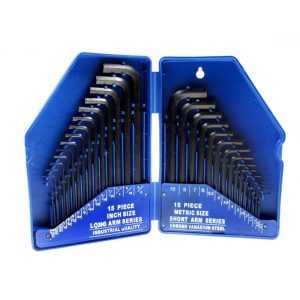 BlueSpot Metric And Imperial Chrome Vanadium Hex Key Set 0.7-10mm 0.028 Inch-3/8 Inch – 30 Piece